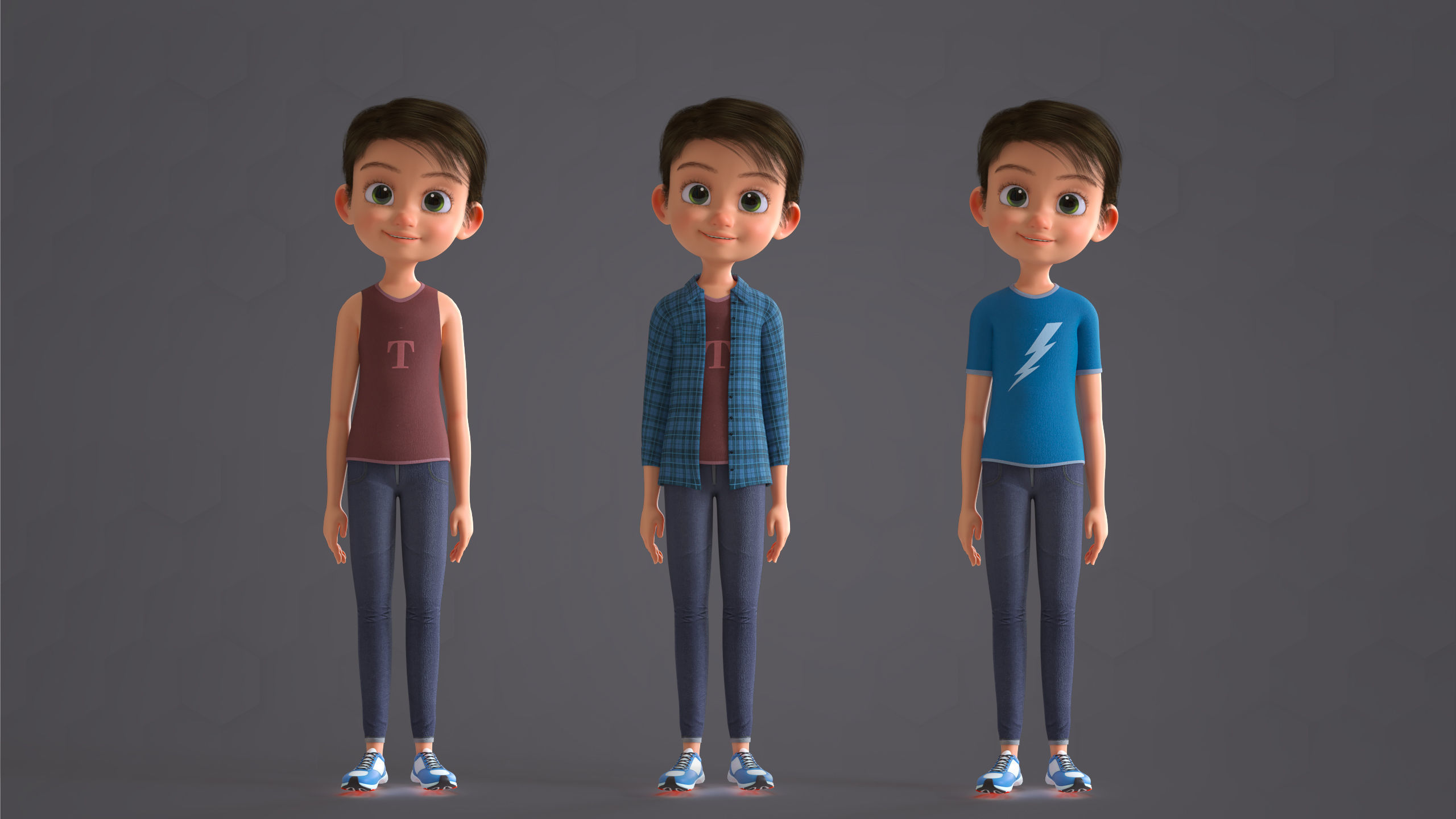 Cartoon Family 2 - Mother Father Son Daughter - BLENDER VERSION Low-poly 3D model_50