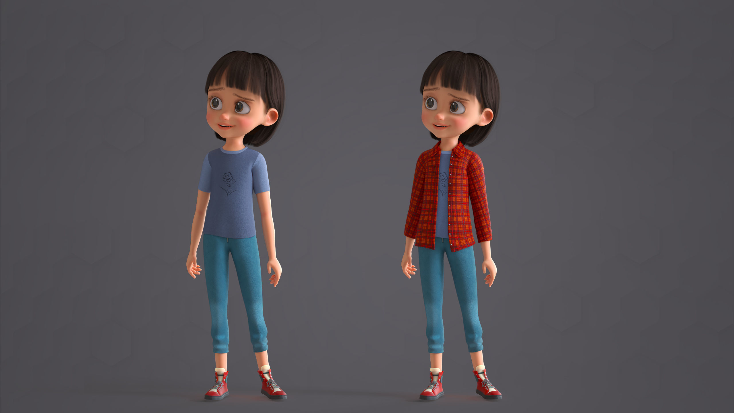 Cartoon Family 2 - Mother Father Son Daughter - BLENDER VERSION Low-poly 3D model_62