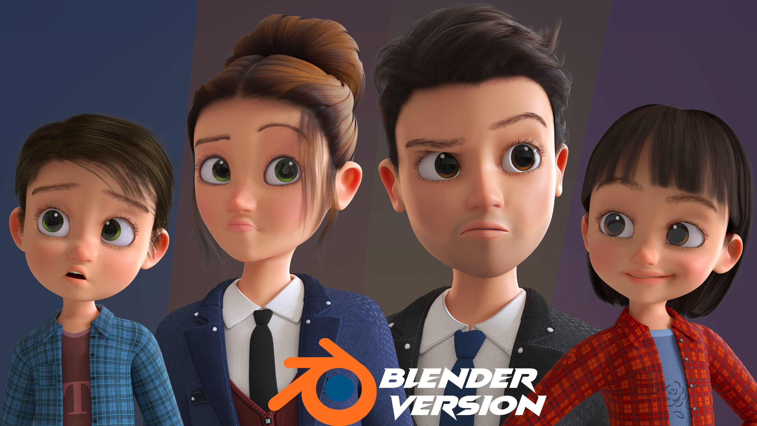 Cartoon Family 2 - Mother Father Son Daughter - BLENDER VERSION Low-poly 3D model_72