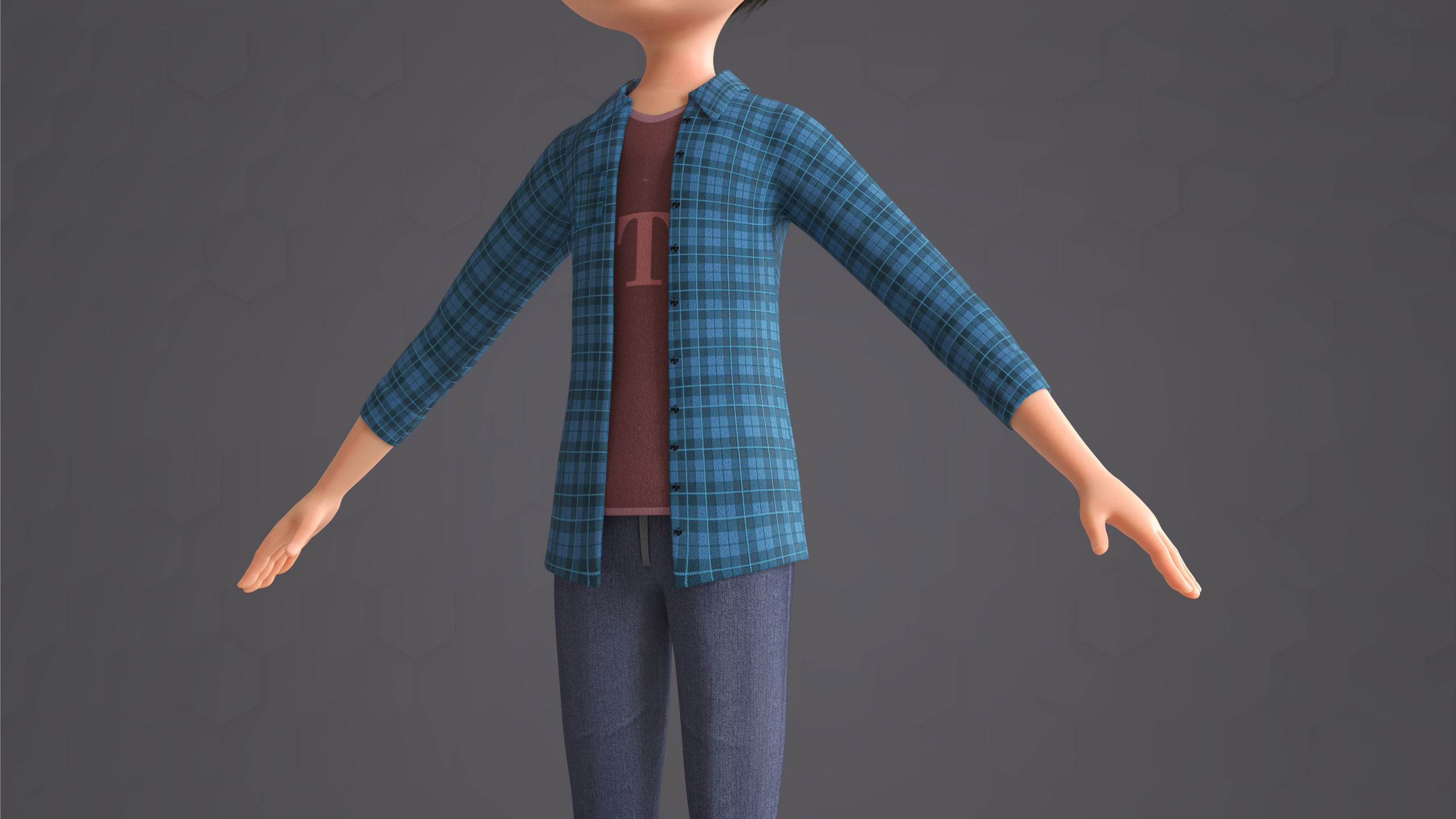 Cartoon Family 2 - Mother Father Son Daughter - BLENDER VERSION Low-poly 3D model_45