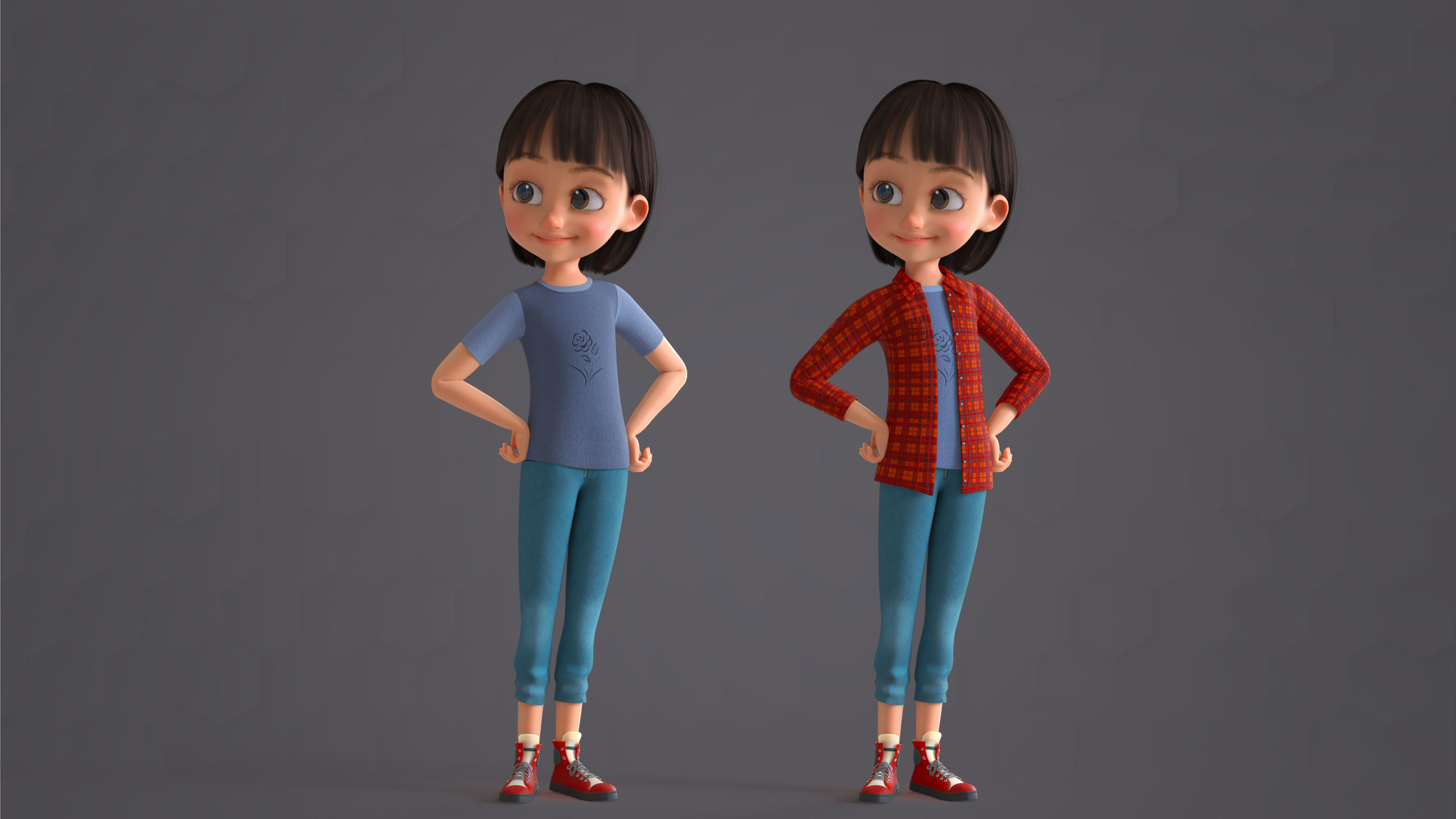 Cartoon Family 2 - Mother Father Son Daughter - BLENDER VERSION Low-poly 3D model_63