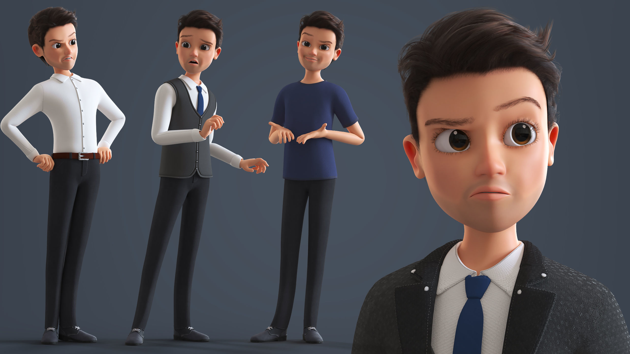 Cartoon Family 2 - Mother Father Son Daughter - BLENDER VERSION Low-poly 3D model_7