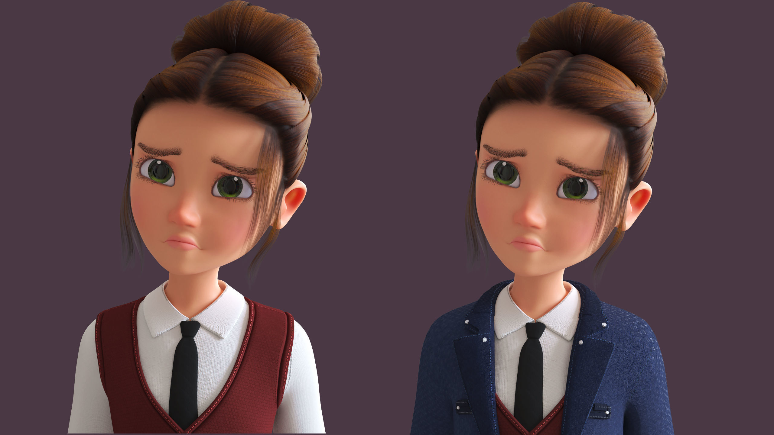 Cartoon Family 2 - Mother Father Son Daughter - BLENDER VERSION Low-poly 3D model_26