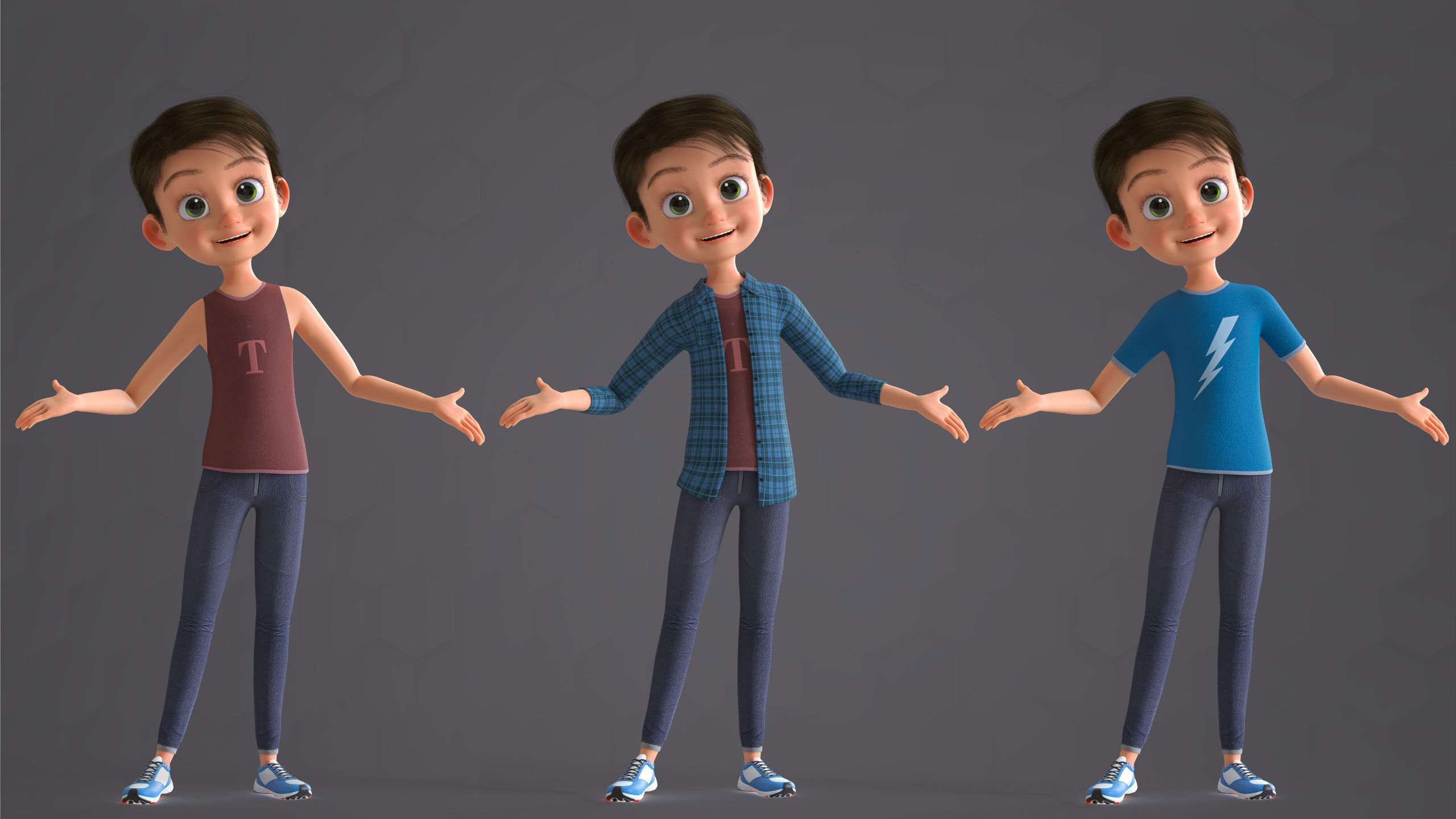 Cartoon Family 2 - Mother Father Son Daughter - BLENDER VERSION Low-poly 3D model_47