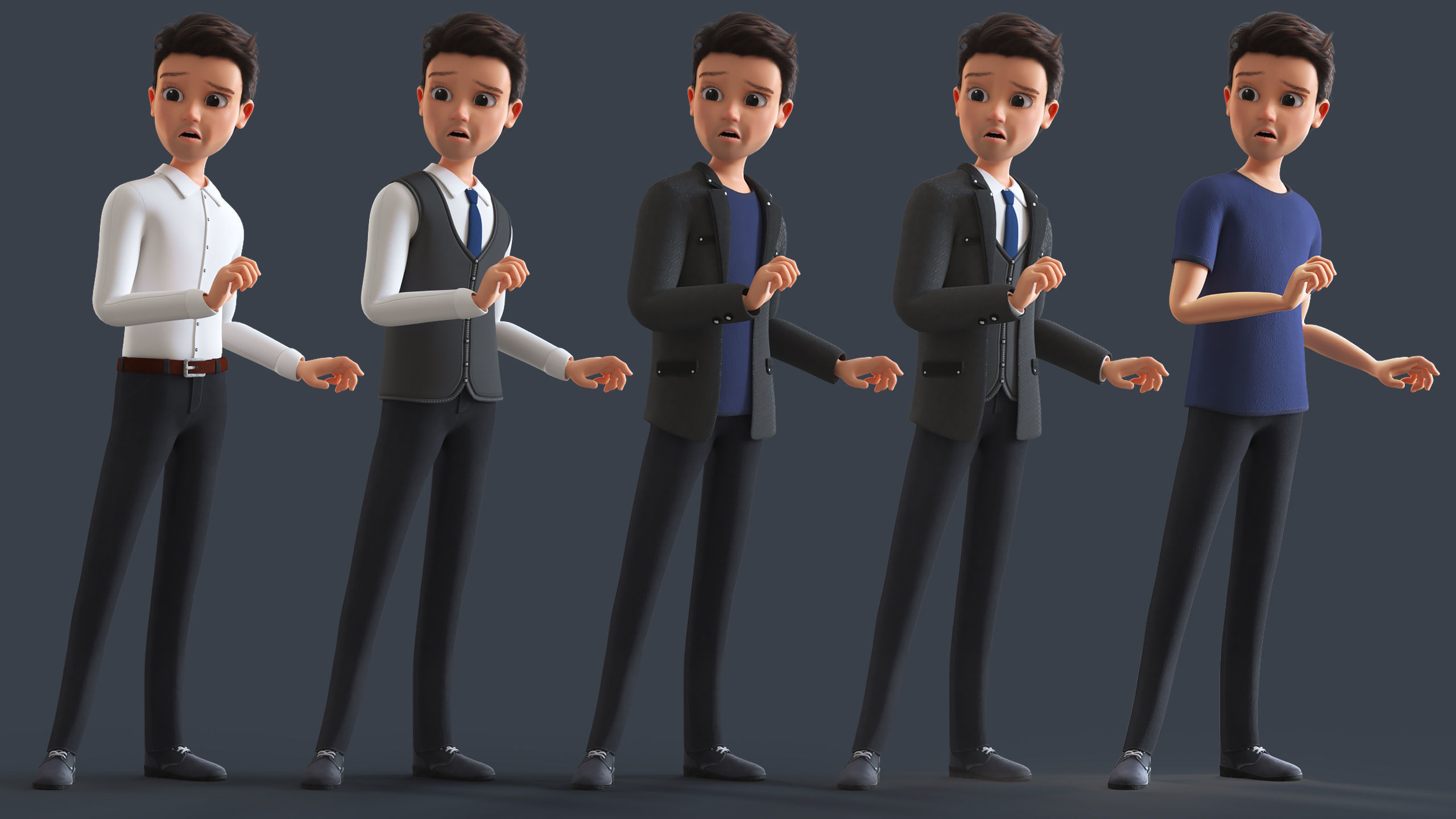 Cartoon Family 2 - Mother Father Son Daughter - BLENDER VERSION Low-poly 3D model_35