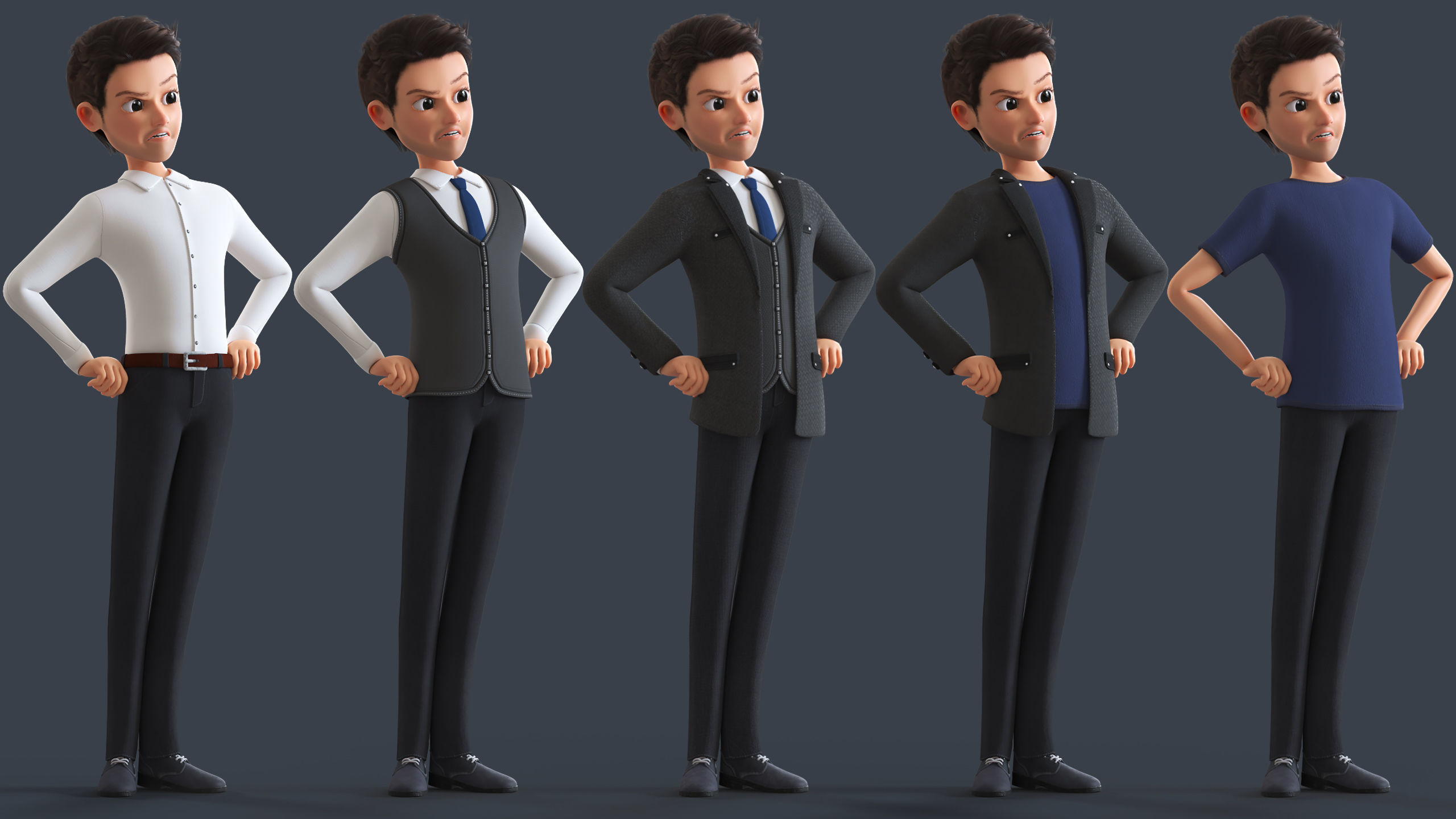 Cartoon Family 2 - Mother Father Son Daughter - BLENDER VERSION Low-poly 3D model_36