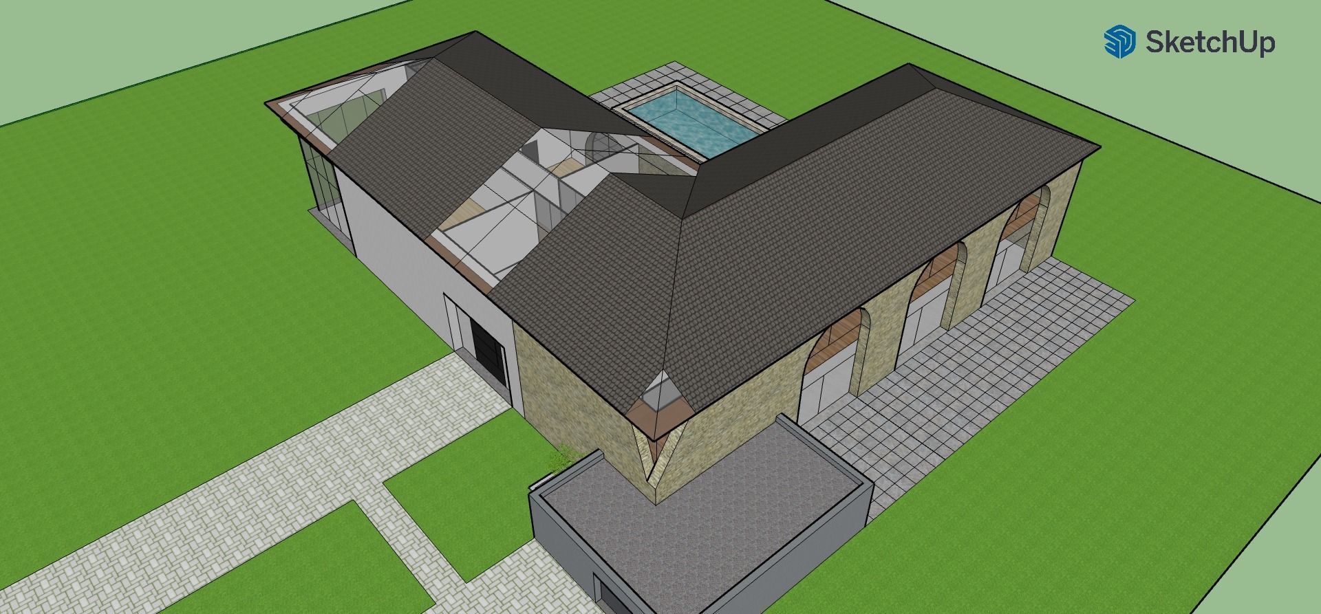 maison spacieuse moderne 3D model_3