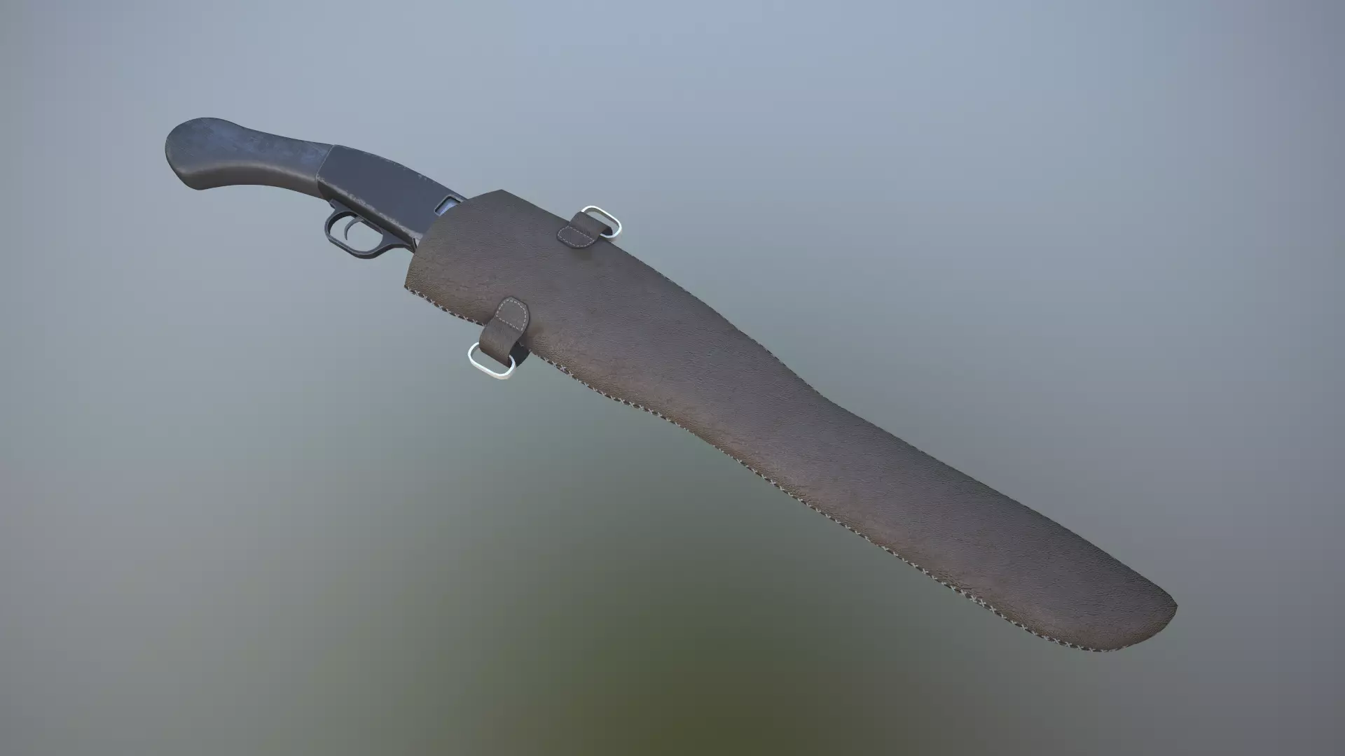 Animated Sawed-off Mossberg Shotgun and Holster Game-Ready Low-poly 3D model