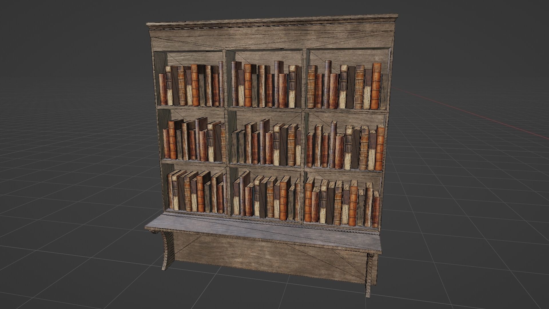 Library old room public Gothic props modular Low-poly 3D model_21