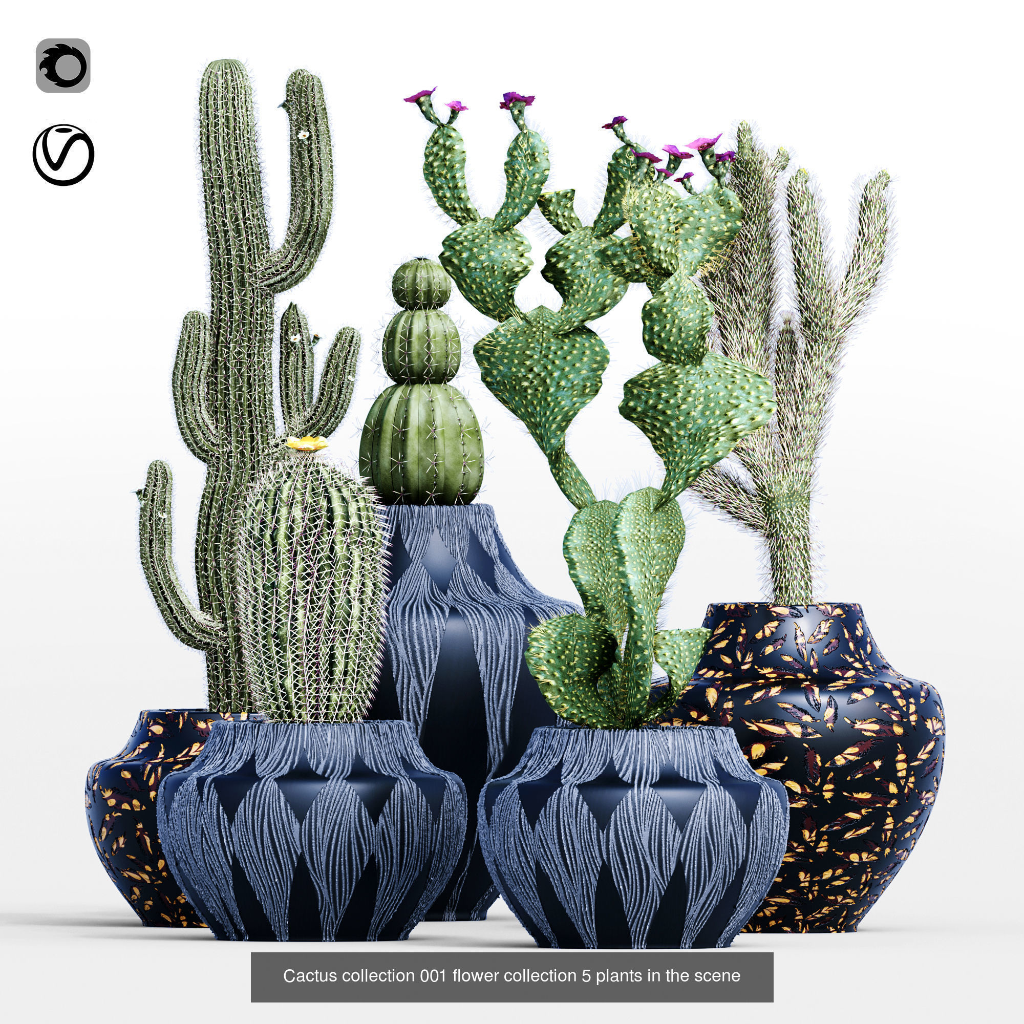 29 Different SETS Of Pot plants Flowers SET VOL06 3D Model Collection_2