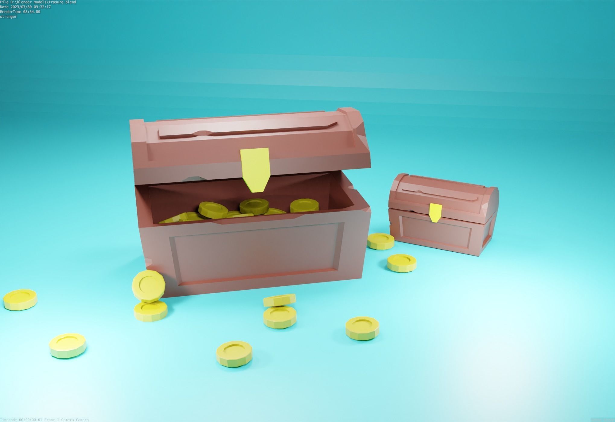 Treasure chest  Free low-poly 3D model_4