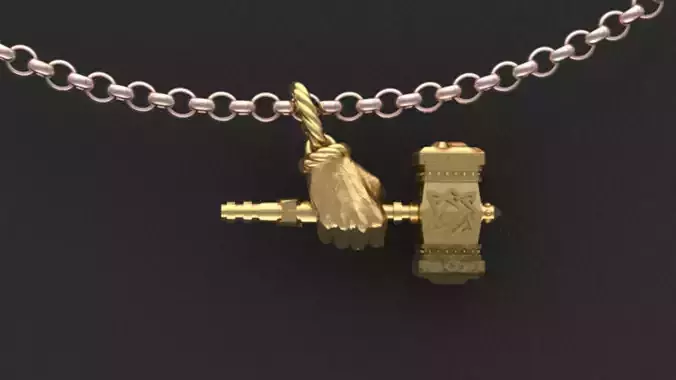 pendant hand holding a axe