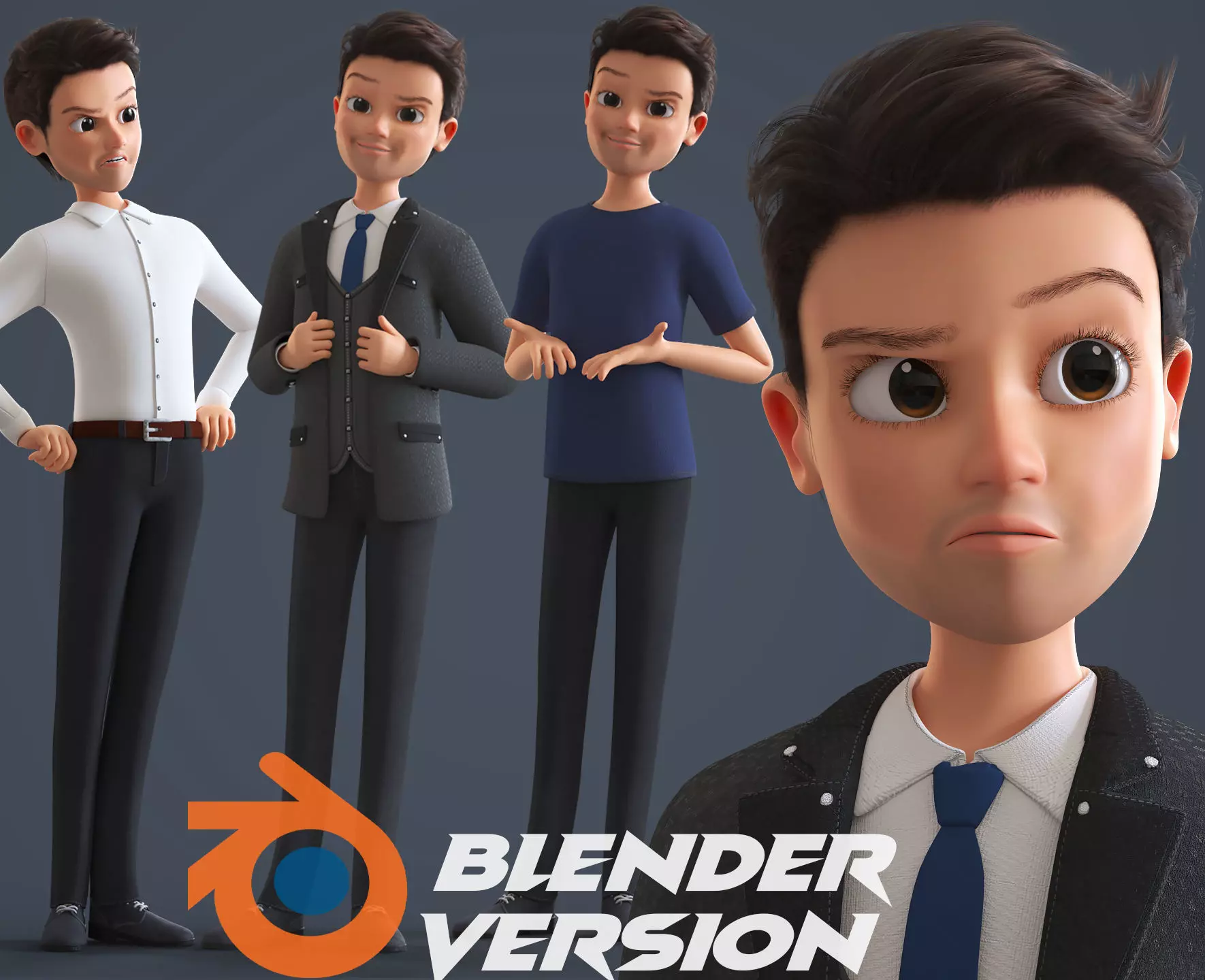 CARTOON FATHER 3 - RIGGED MAN - Blender Verison 3D model_0