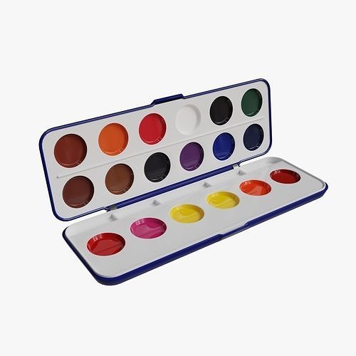 Watercolor Paint Set Free low-poly 3D model