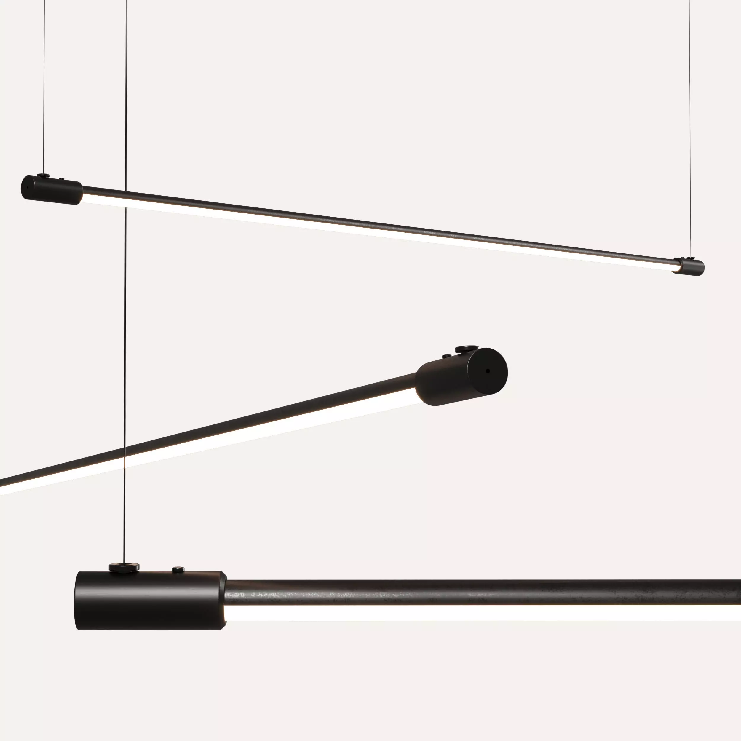 Linear LED Pendant Lamp Low-poly 3D model_0