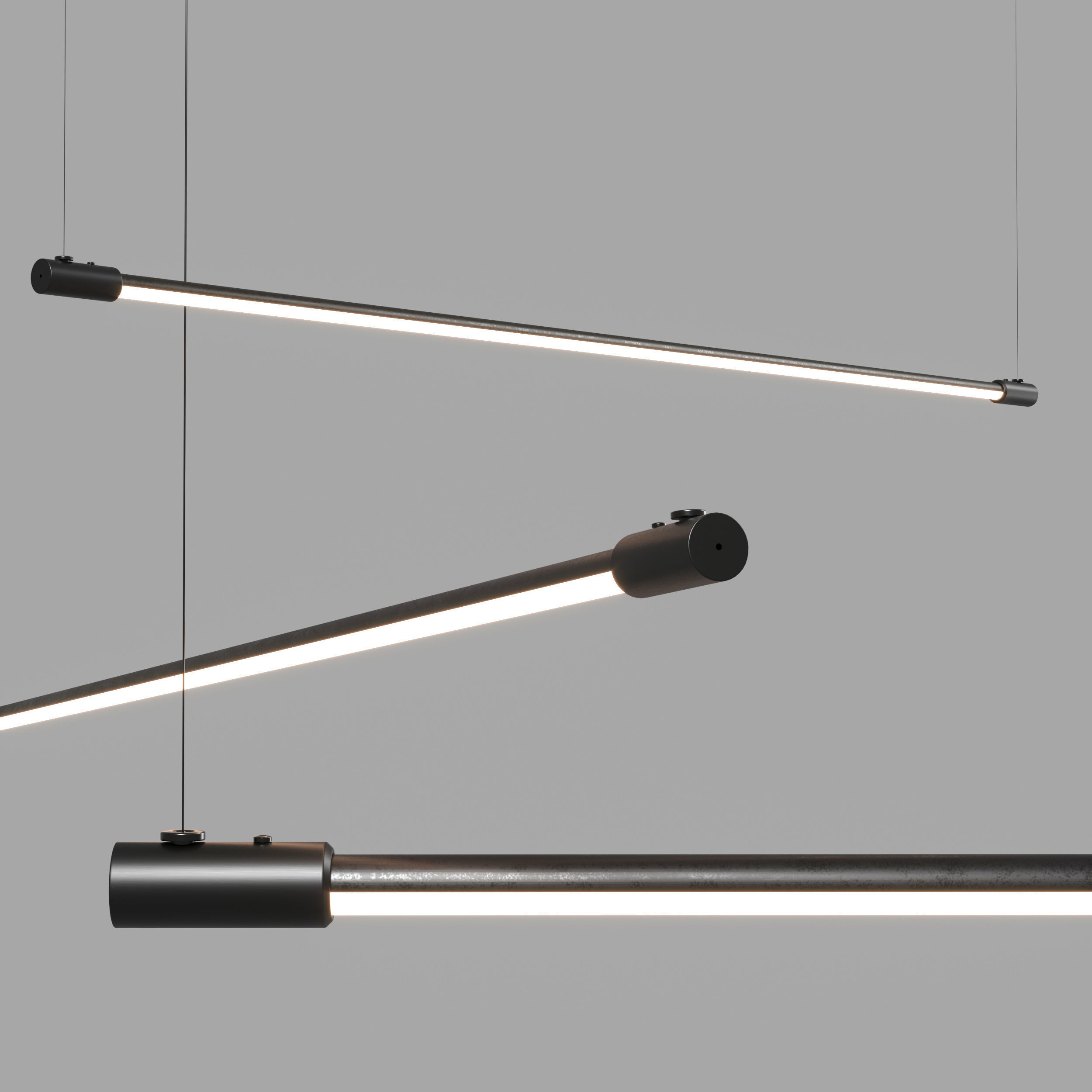 Linear LED Pendant Lamp Low-poly 3D model_1