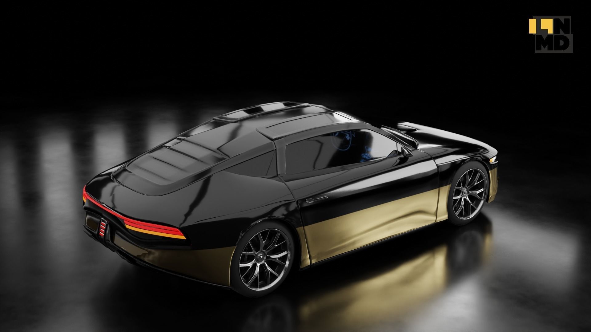 Generic Futuristic police and taxi supercar with gullwing doors 3D model_21