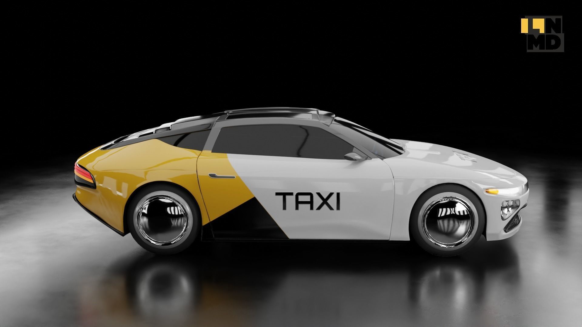 Generic Futuristic police and taxi supercar with gullwing doors 3D model_18
