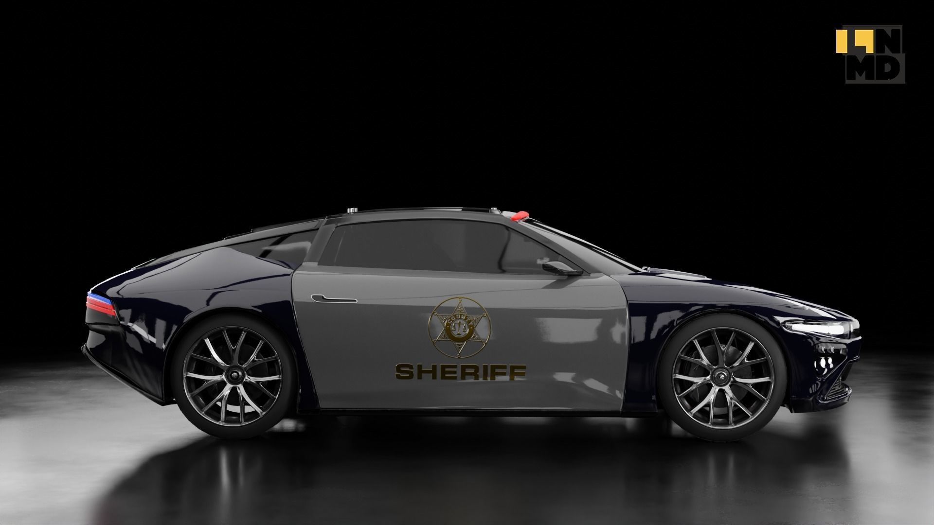 Generic Futuristic police and taxi supercar with gullwing doors 3D model_10