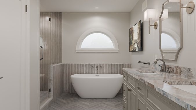 Modern Bathroom Scene 3D model
