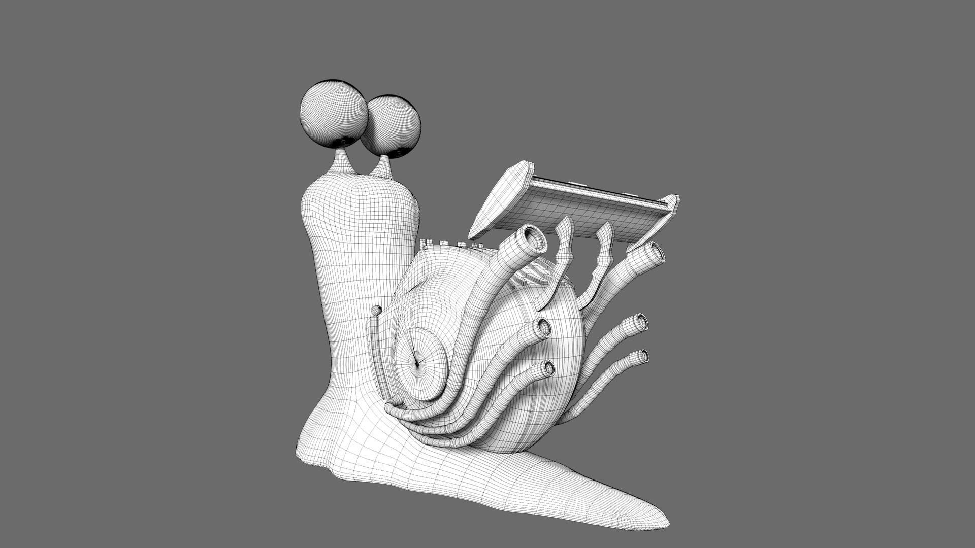 Cartoon Snail racing Turbo car 3D Low-poly 3D model_17