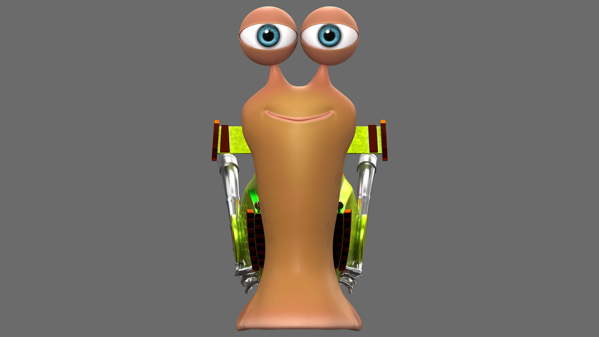 Cartoon Snail racing Turbo car 3D Low-poly 3D model_2