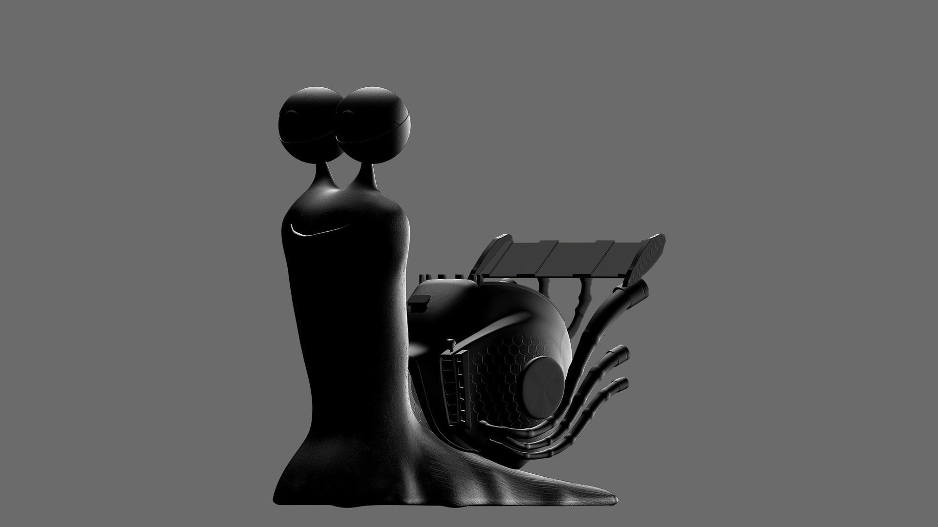 Cartoon Snail racing Turbo car 3D Low-poly 3D model_6