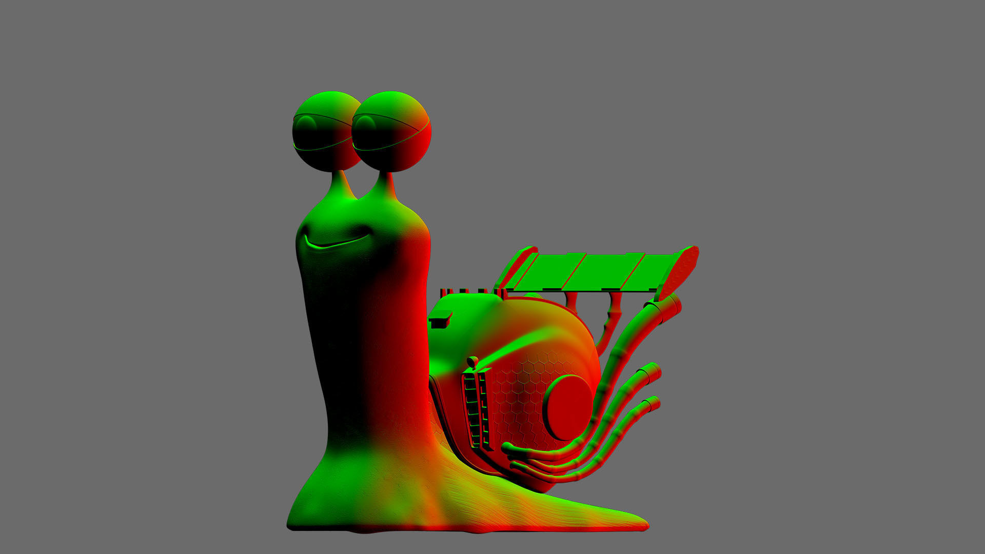 Cartoon Snail racing Turbo car 3D Low-poly 3D model_5
