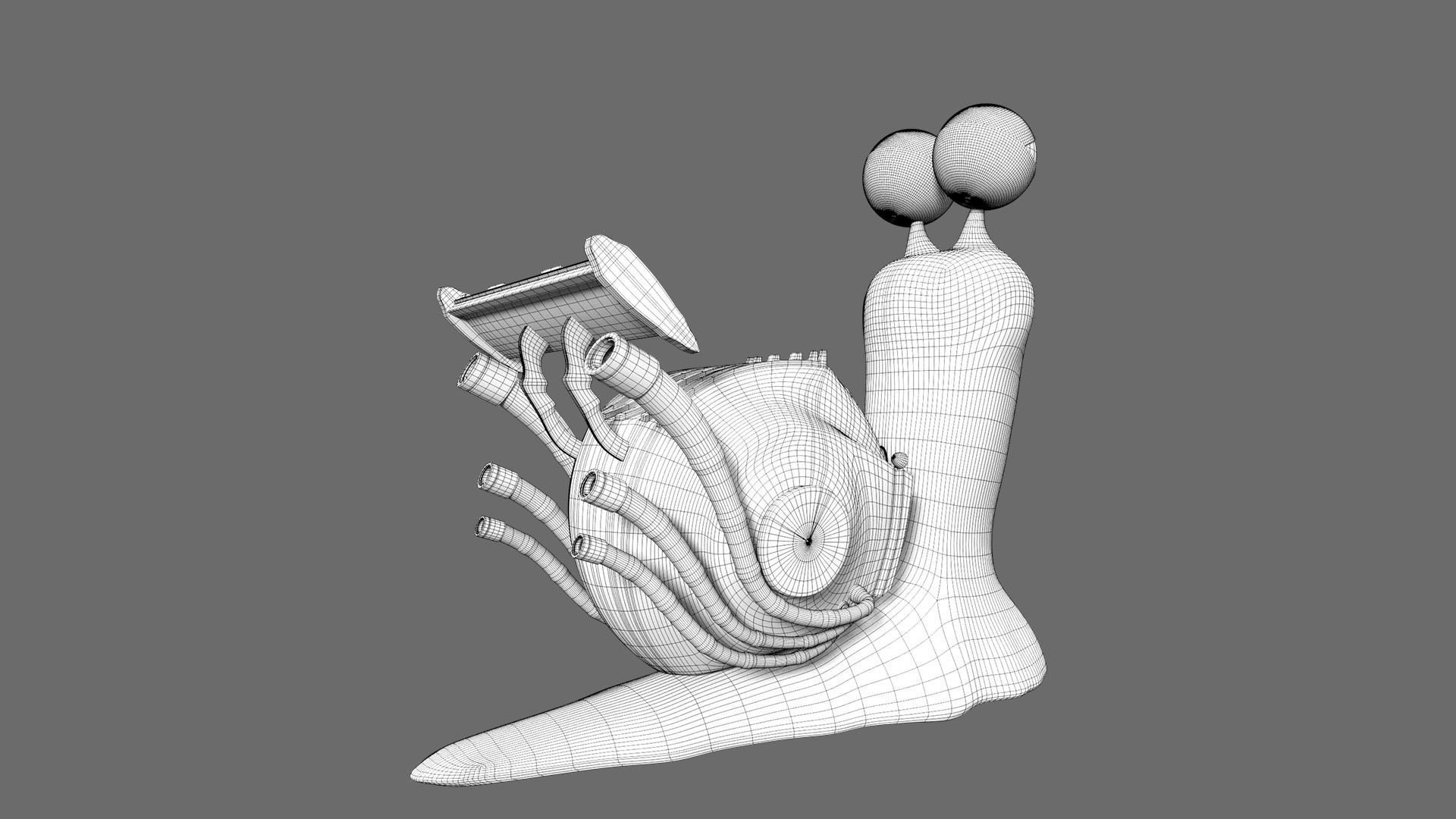 Cartoon Snail racing Turbo car 3D Low-poly 3D model_16