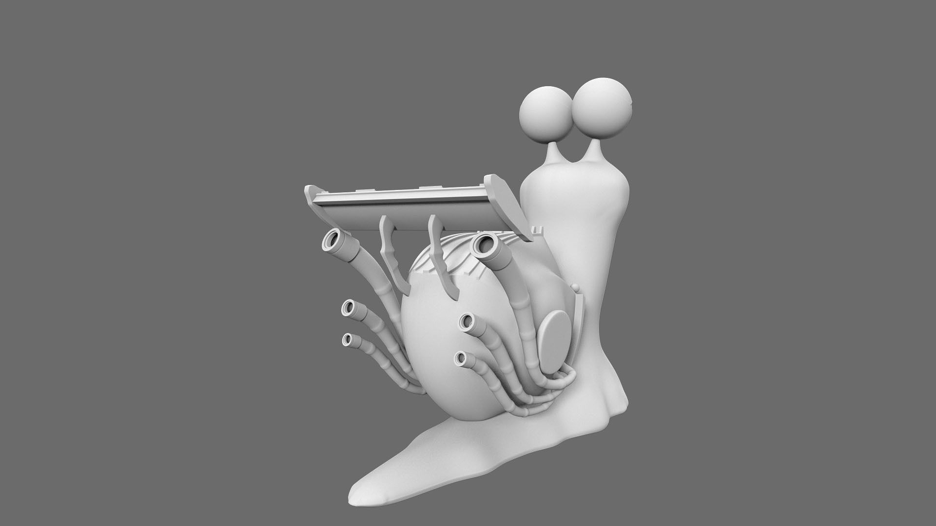 Cartoon Snail racing Turbo car 3D Low-poly 3D model_10