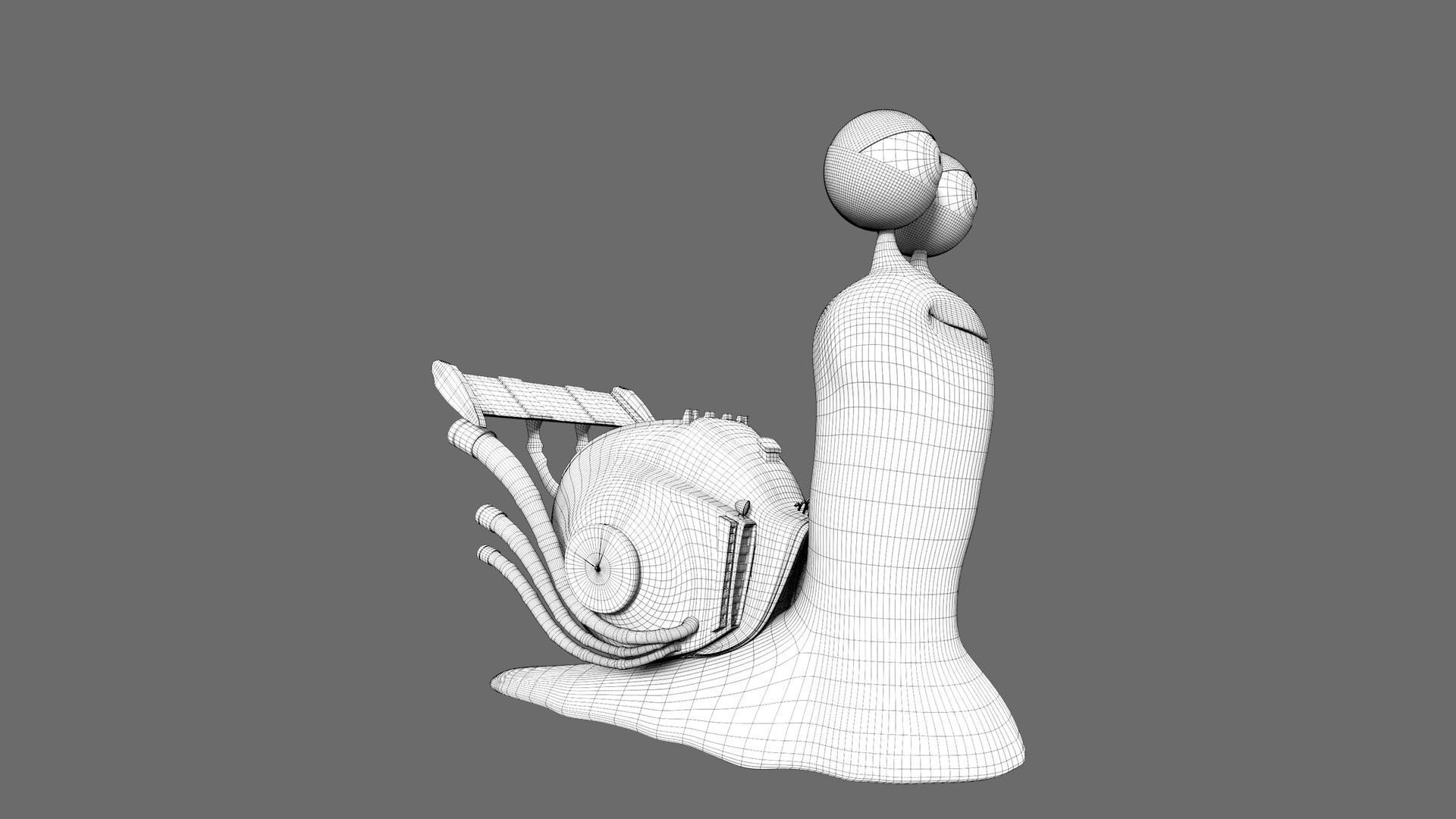 Cartoon Snail racing Turbo car 3D Low-poly 3D model_15