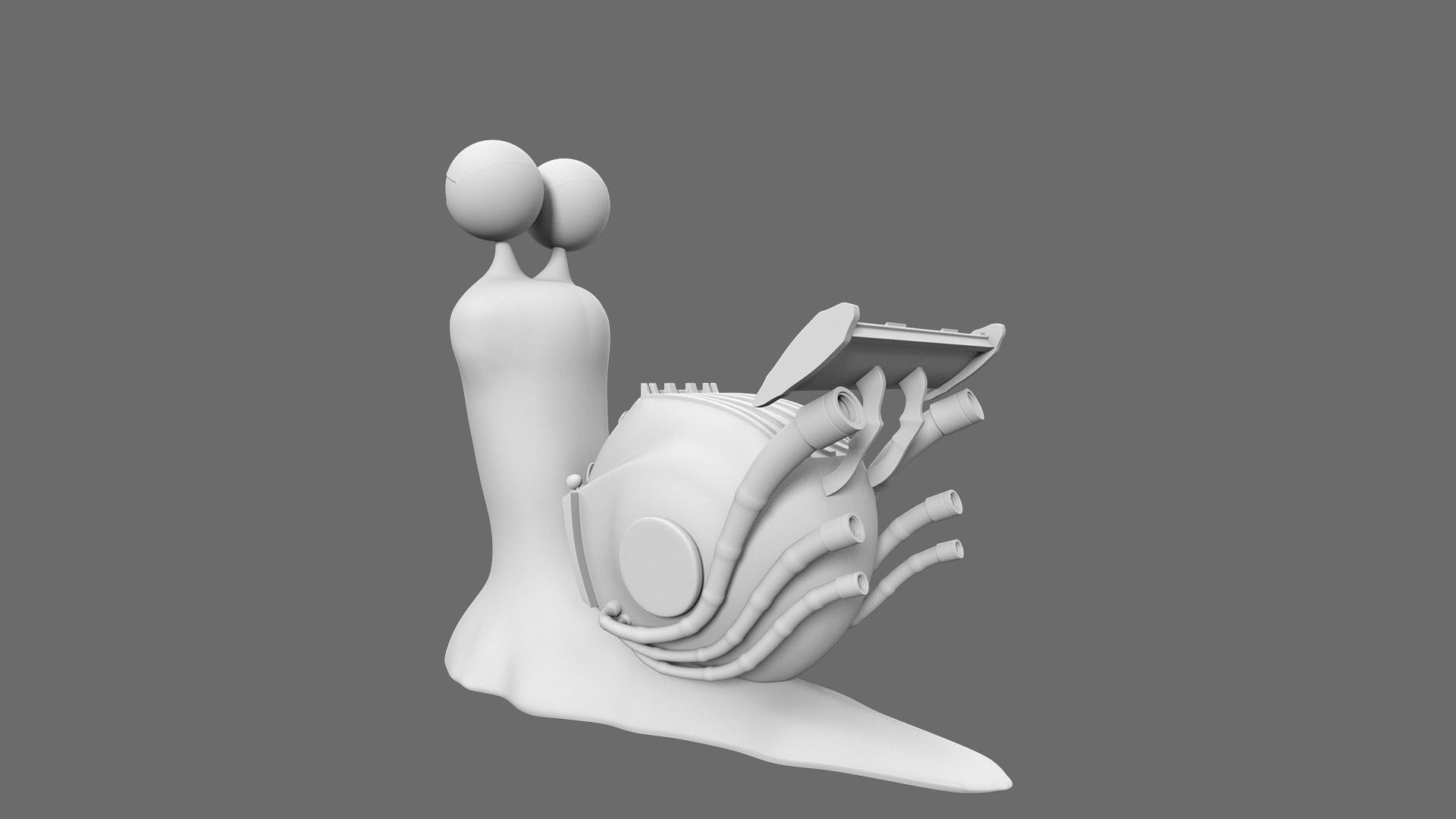 Cartoon Snail racing Turbo car 3D Low-poly 3D model_9