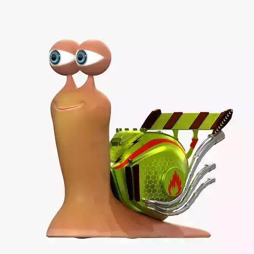 Cartoon Snail racing Turbo car 3D Low-poly 3D model