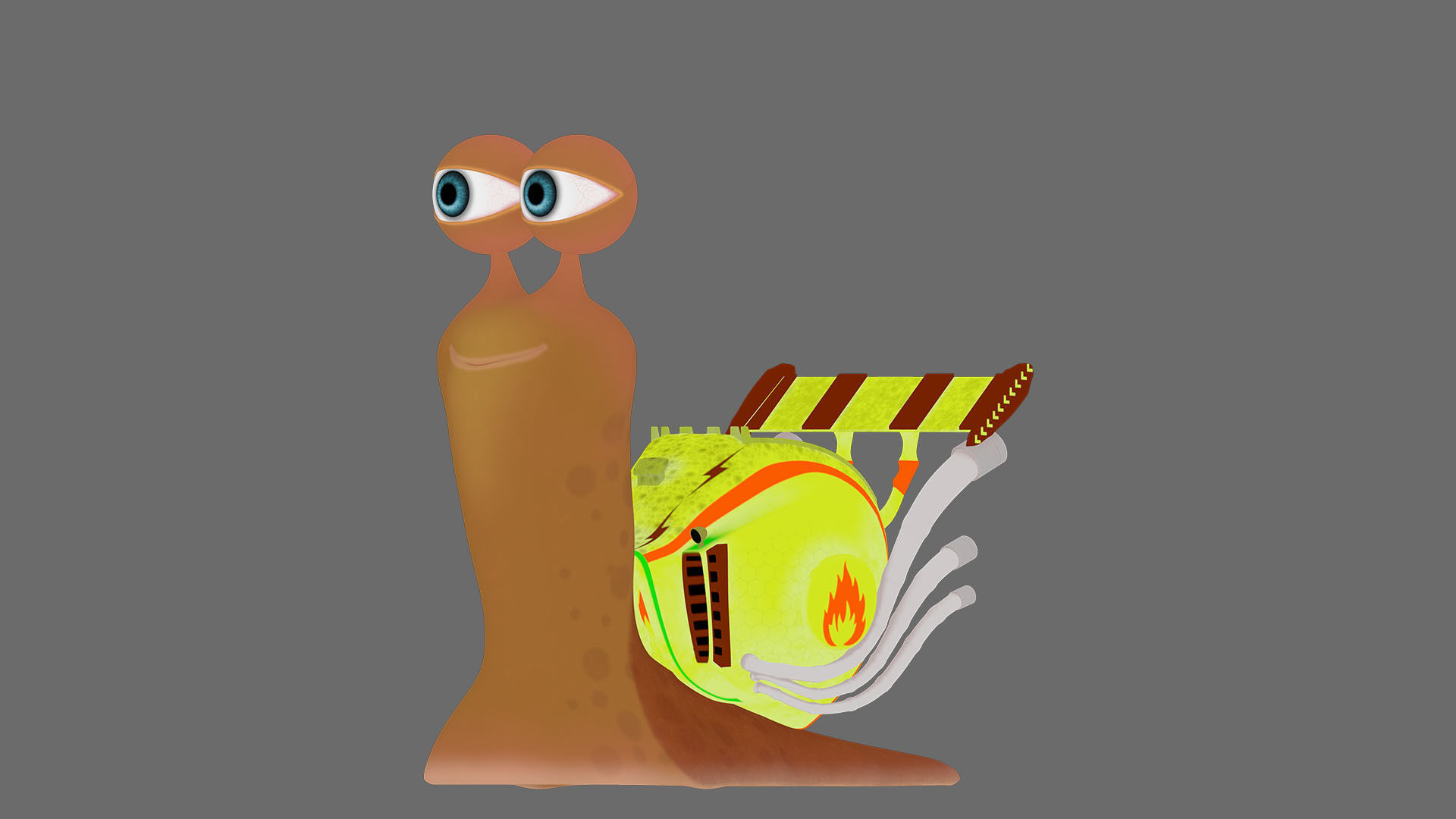 Cartoon Snail racing Turbo car 3D Low-poly 3D model_4