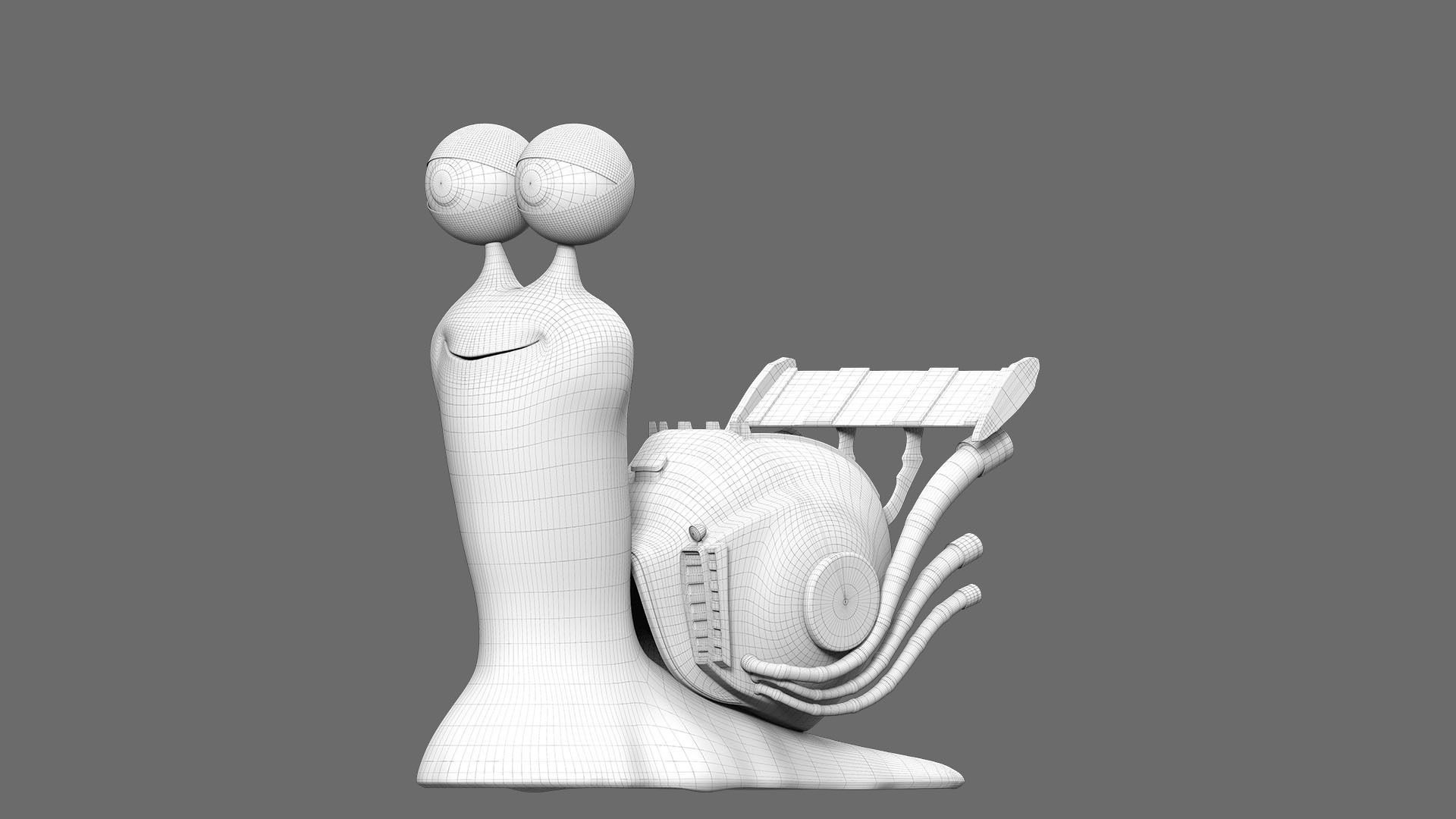 Cartoon Snail racing Turbo car 3D Low-poly 3D model_13