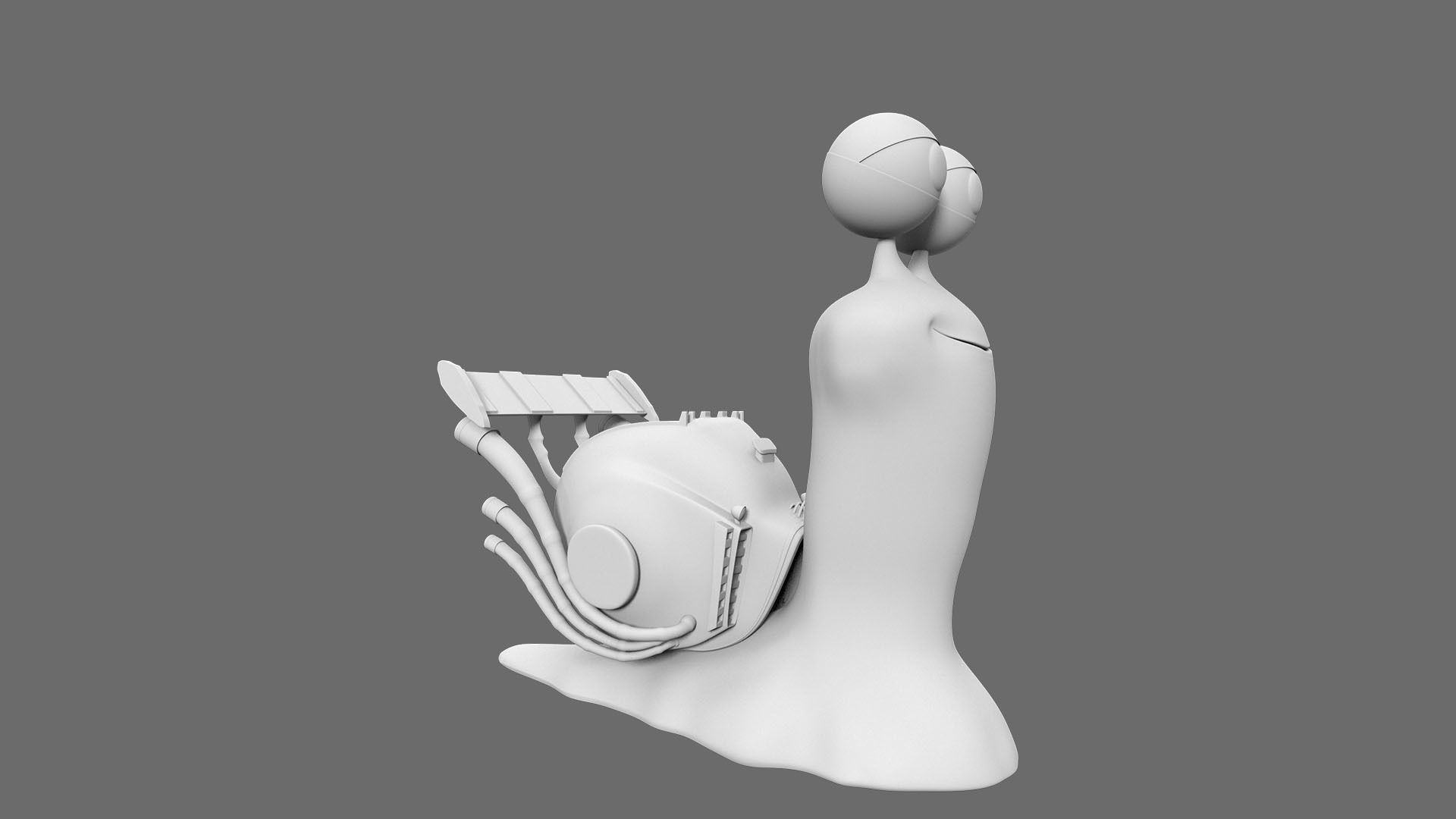 Cartoon Snail racing Turbo car 3D Low-poly 3D model_11