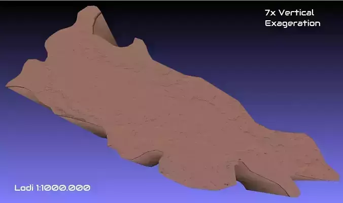 Italy 3D Map of Lodi Provice 1 to 1000000 3D print model