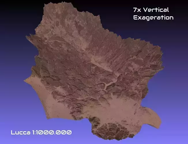 Italy 3D Map of Lucca Provice 1 to 1000000