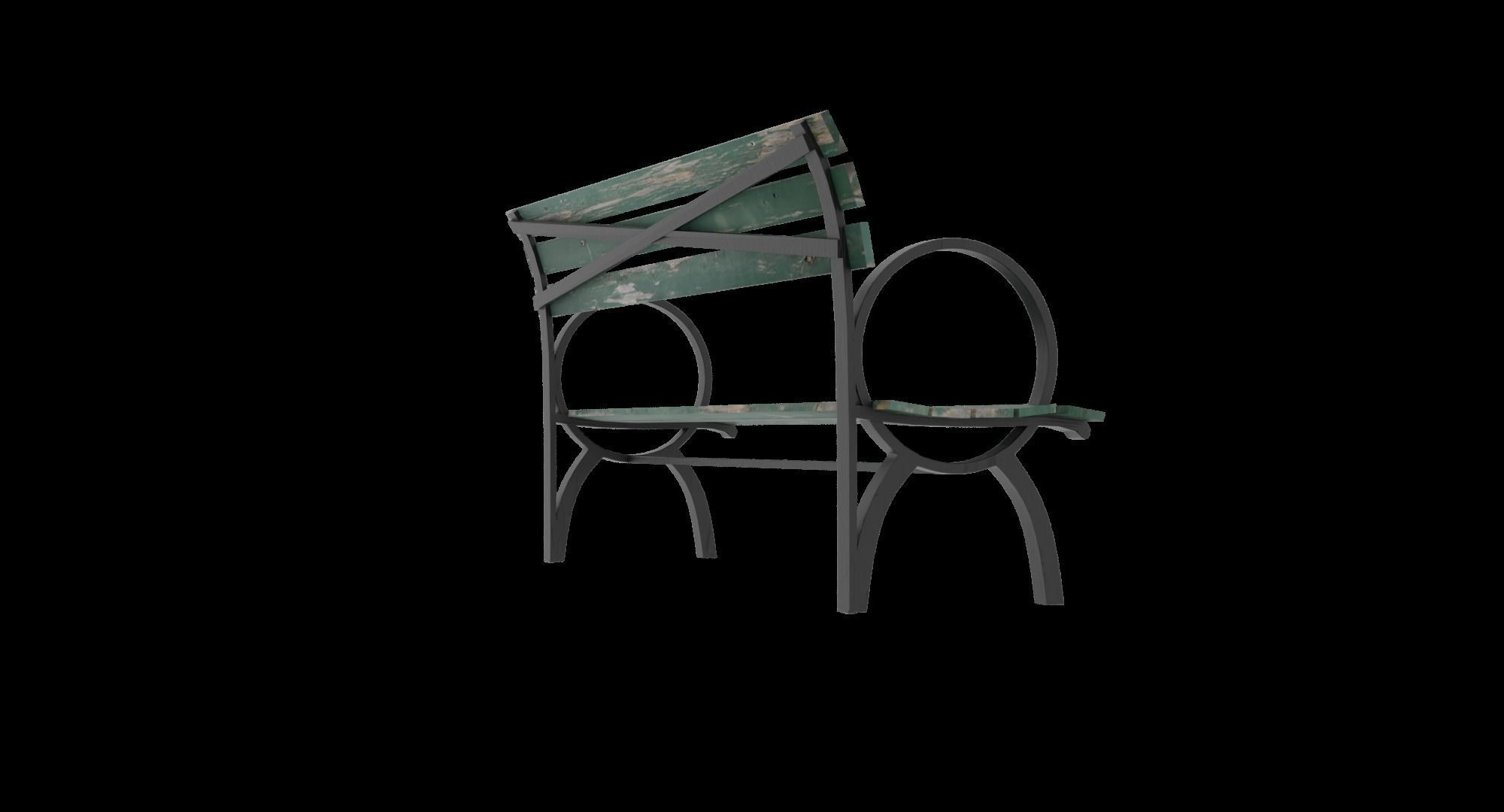 New York City Park Bench Low-poly 3D model_4
