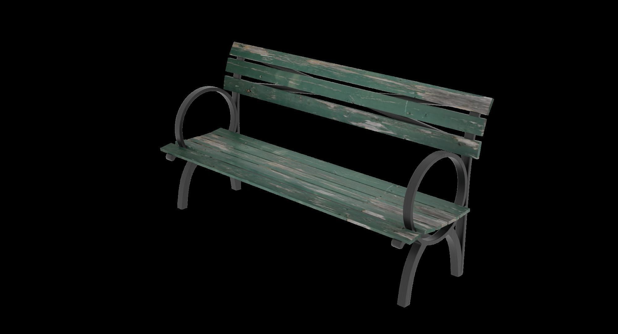 New York City Park Bench Low-poly 3D model_6