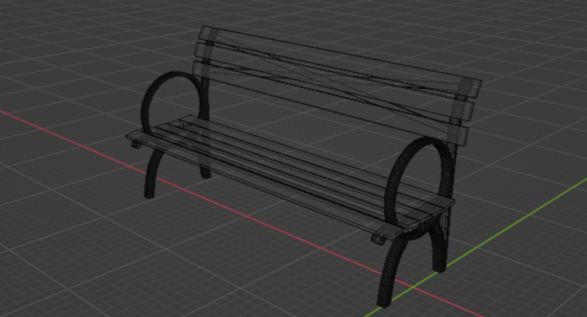 New York City Park Bench Low-poly 3D model_7