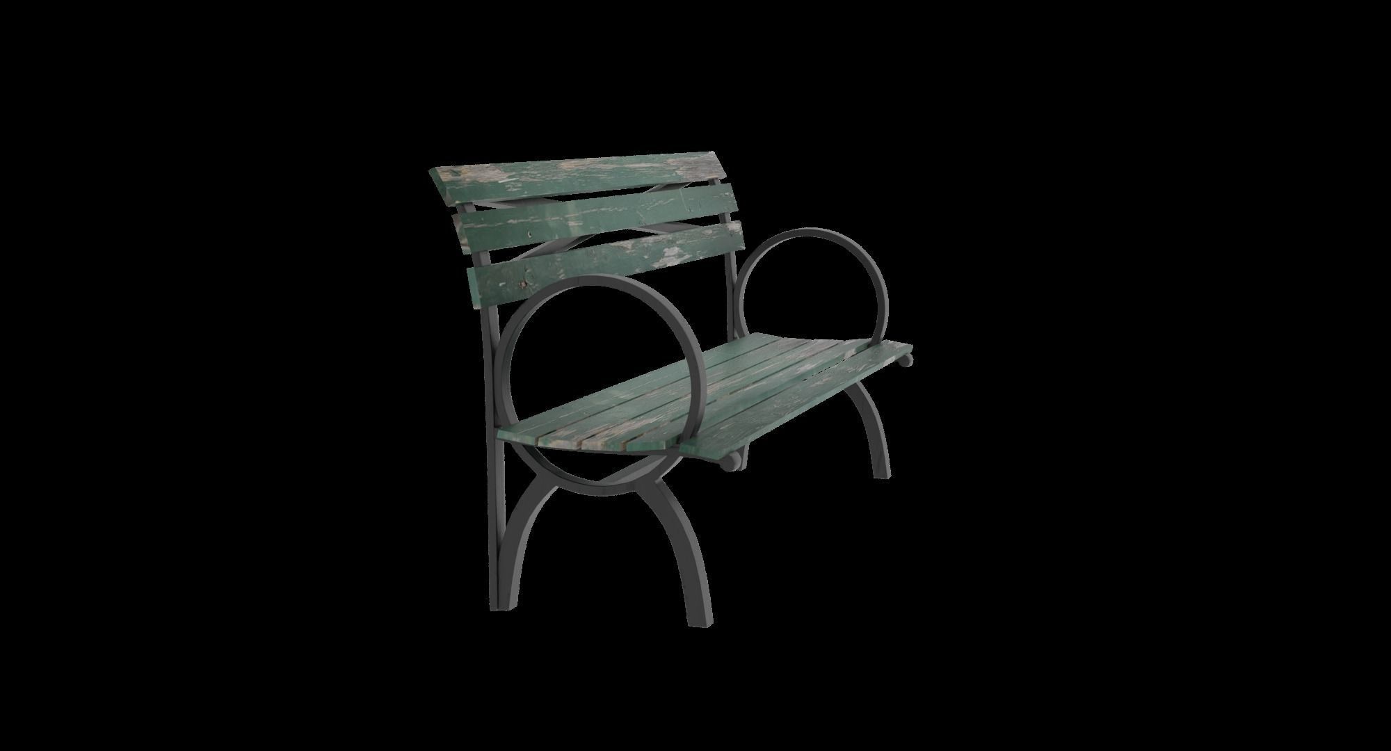 New York City Park Bench Low-poly 3D model_3