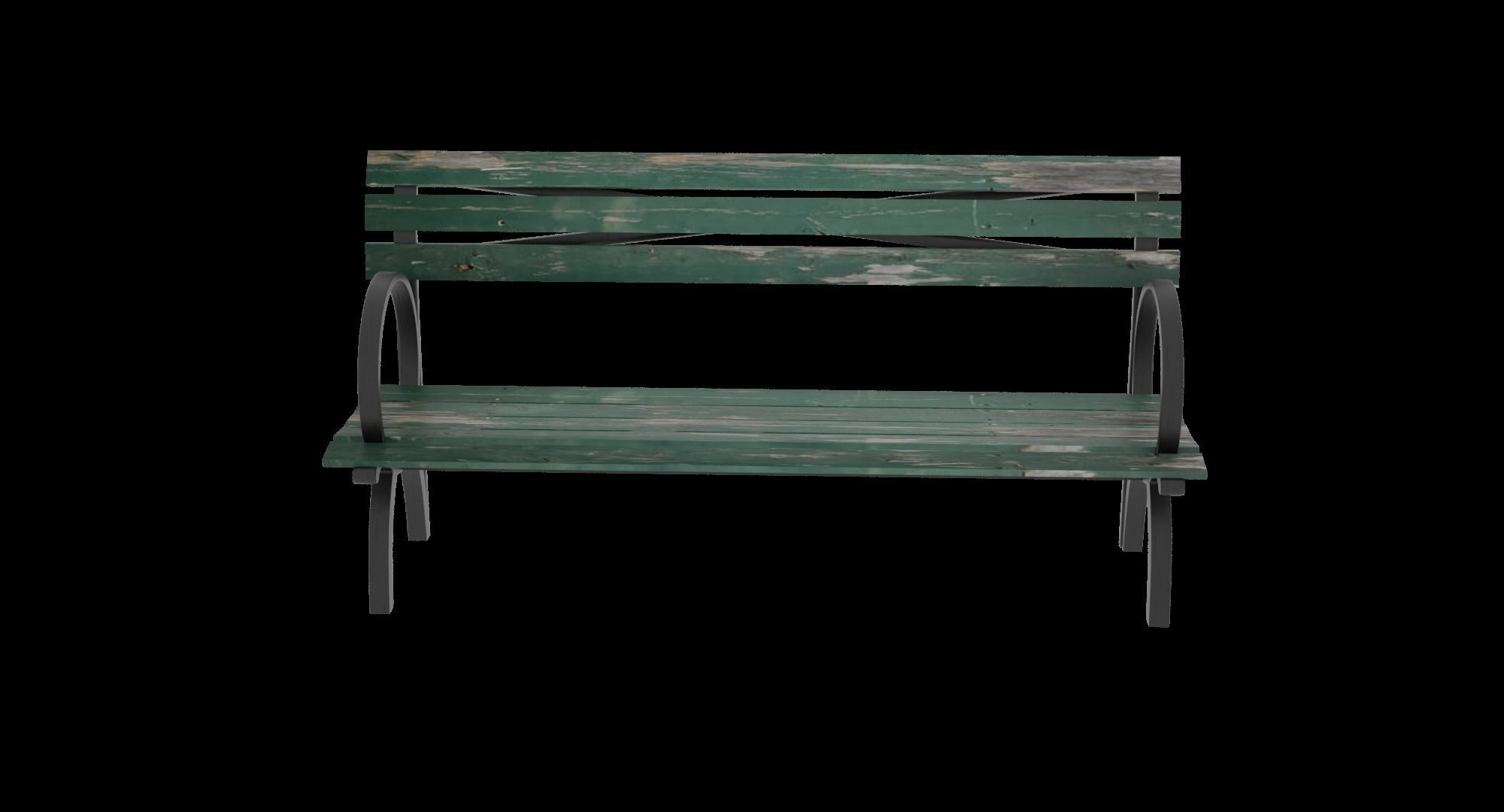 New York City Park Bench Low-poly 3D model_2