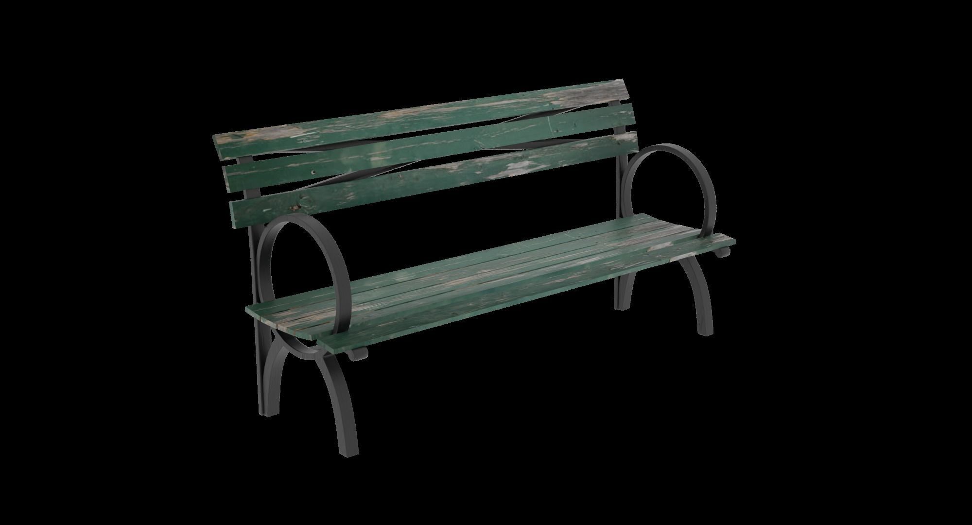New York City Park Bench Low-poly 3D model_1