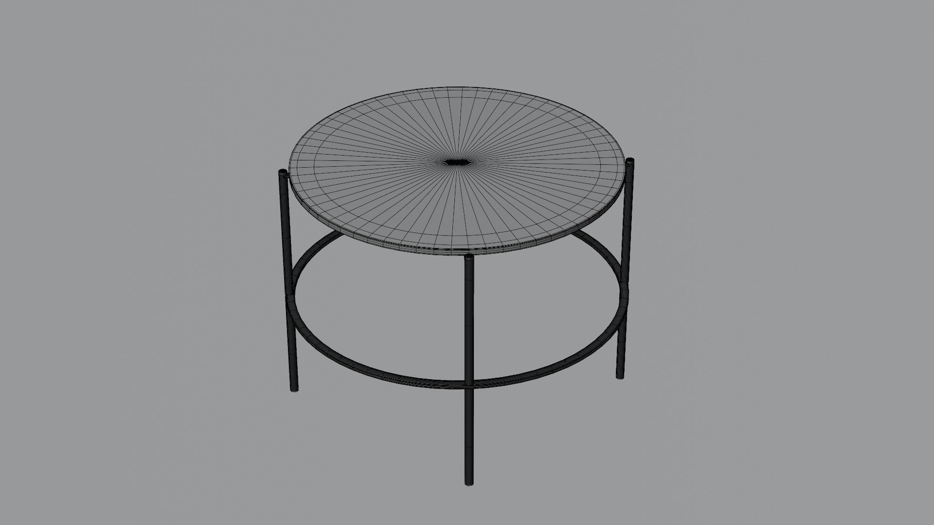 Cup Chair with Table Low-poly 3D model_7