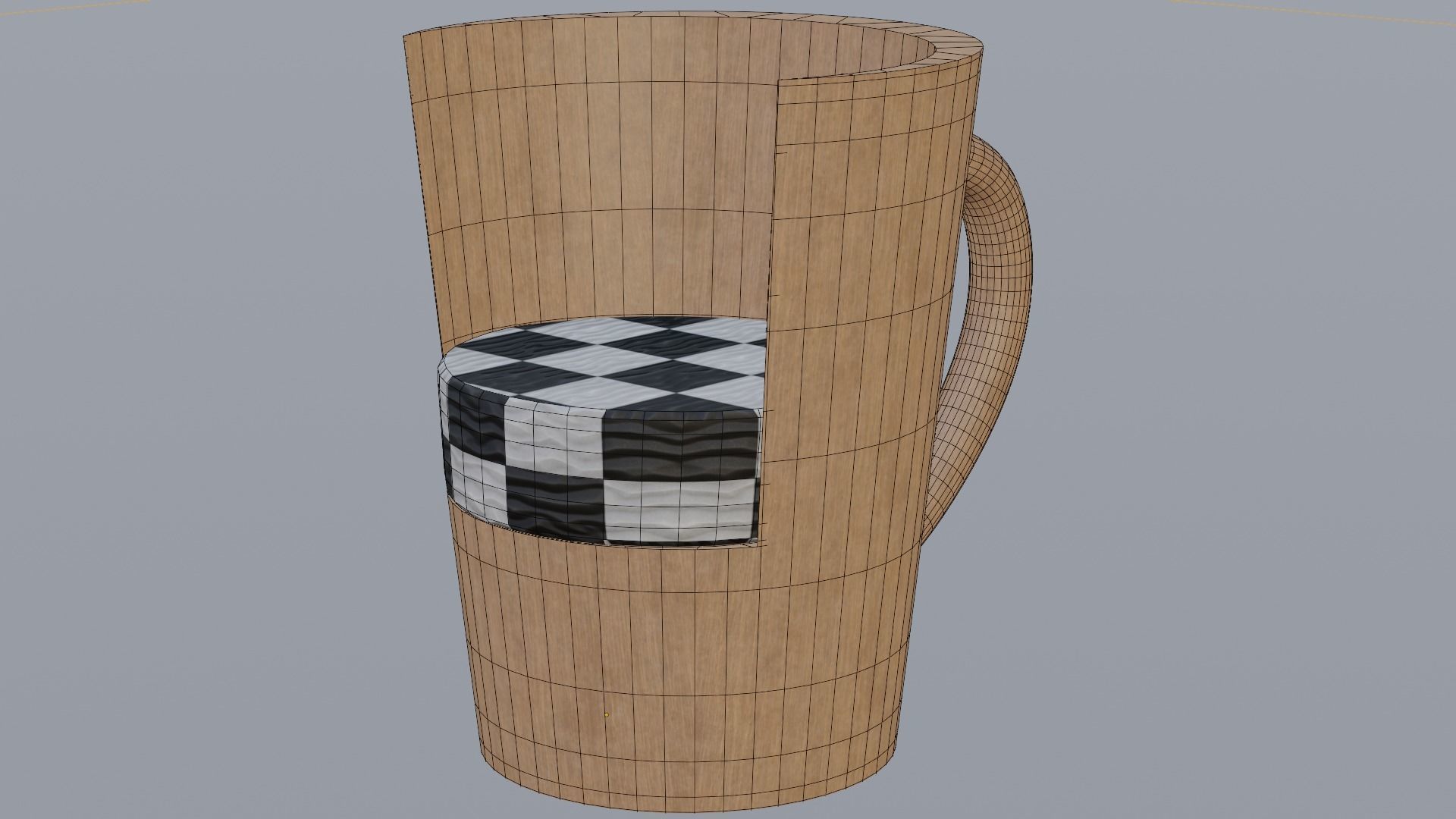 Cup Chair with Table Low-poly 3D model_8