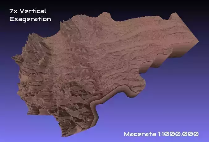 Italy 3D Map of Macerata Provice 1 to 1000000