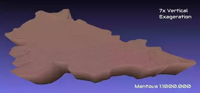 Italy 3D Map of Mantova Provice 1 to 1000000 3D print model