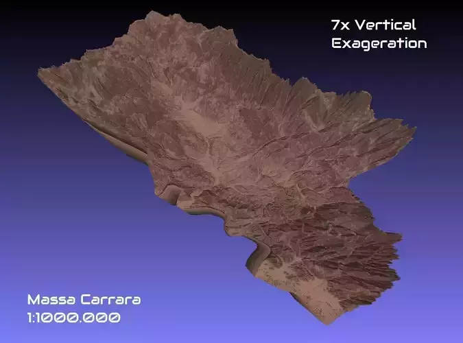 Italy 3D Map of Massa Carrara Provice 1 to 1000000 3D print model