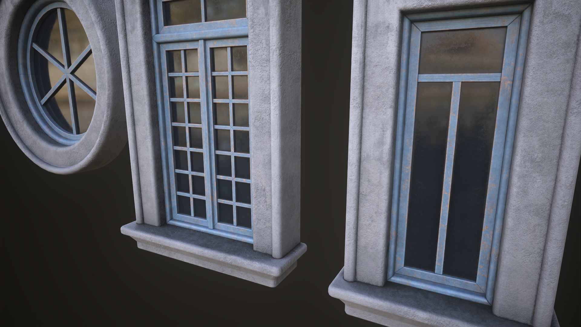 Six different windows Low-poly 3D model_8